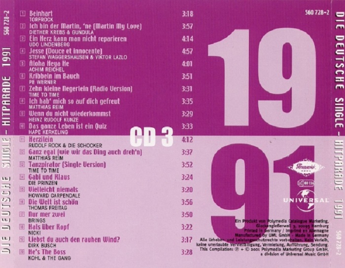 2001 - VA - Die Deutsche Single Hitparade 1991 - Back.jpg